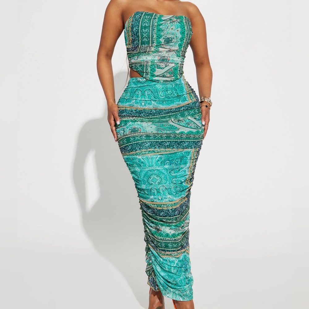 Mesh Skirt Set - Green/Combo
